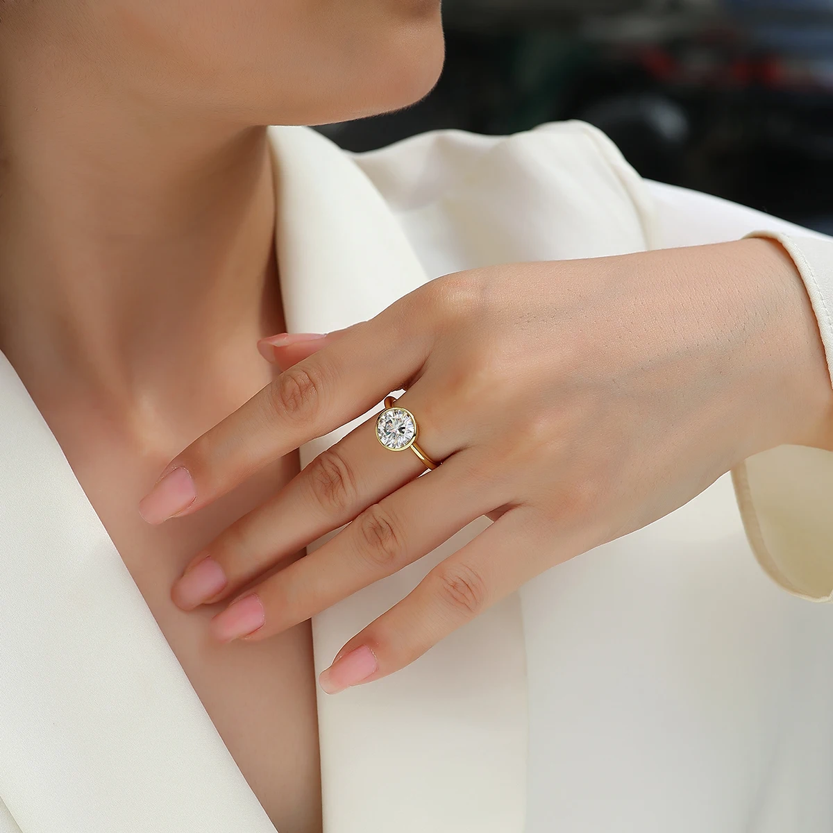 

1 шт., 3-каратное кольцо с муассанитом, позолоченное, стерлинговое серебро 925 пробы, ободок, ювелирное изделие, подарок для женщин, поставляется с сертификатом GRA