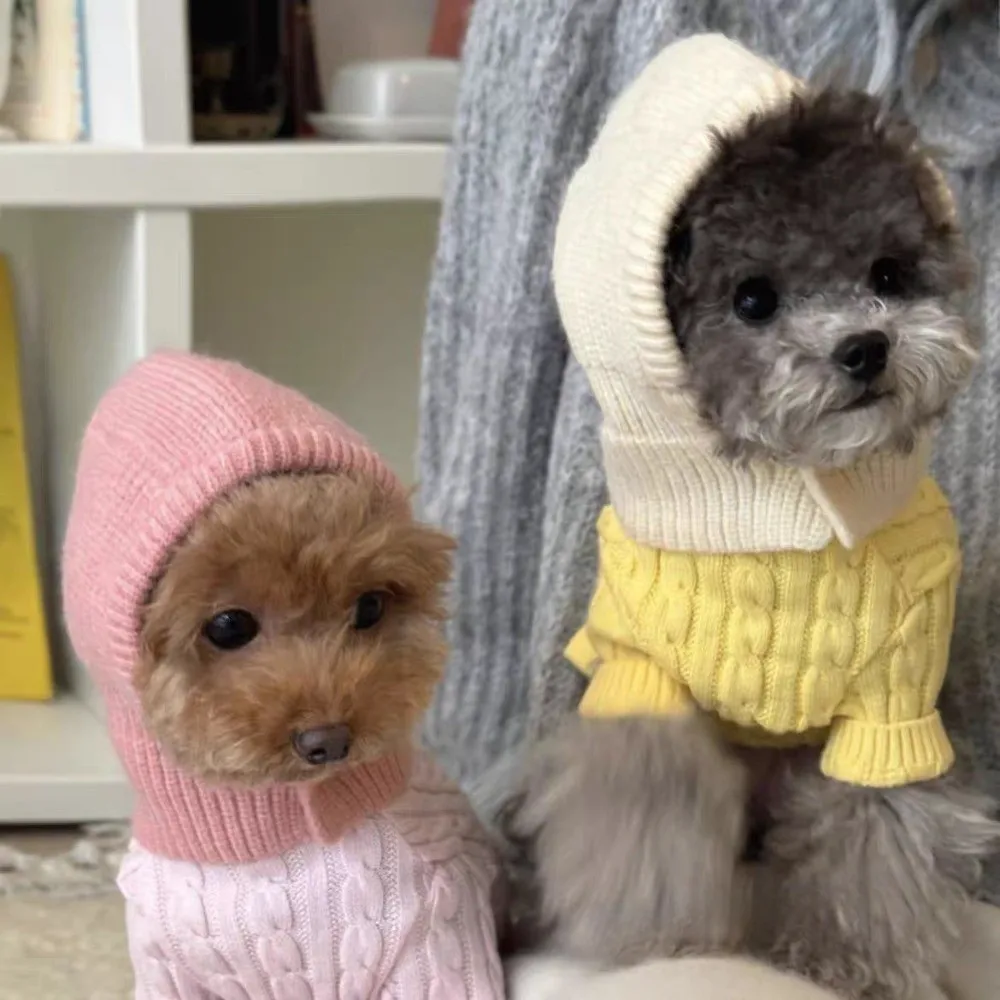 Cute Warm Dog Knitted Hat Soft Comfortable Cat Bear Hat Fashion Solid Color Dog Decorative Hat Autumn Winter
