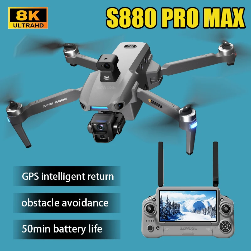 

S880 GPS Дрон Стрельба с подсветкой 3-осевой подвес Бесщеточный лазерный стабилизатор для предотвращения препятствий Передача изображения 5G поставляется с воздушной капельницей