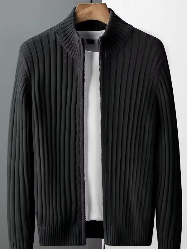 

Корейский облегающий свитер на молнии, кардиган, мужская весенне-осенняя верхняя одежда, модное полосатое вязаное пальто, молодежное повседневное пальто