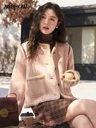 MISHOW Fur Integrated Jacket Winter Pink Gentle Faux Fur Coat Women Office Lady Suede Lamb Wool Thick Jackets Female MXC54W0276