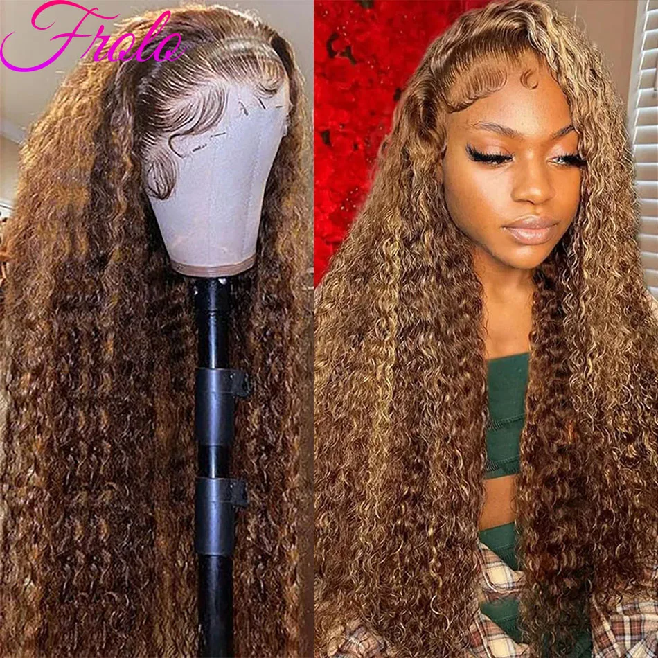 

Вьющиеся P4/27 Цветные парики Человеческие волосы Волна воды 13X6 Hd Парики фронтальной части шнурка 13X4 Ombre Коричневый Блондин Парик фронта шнурка Плотность 220