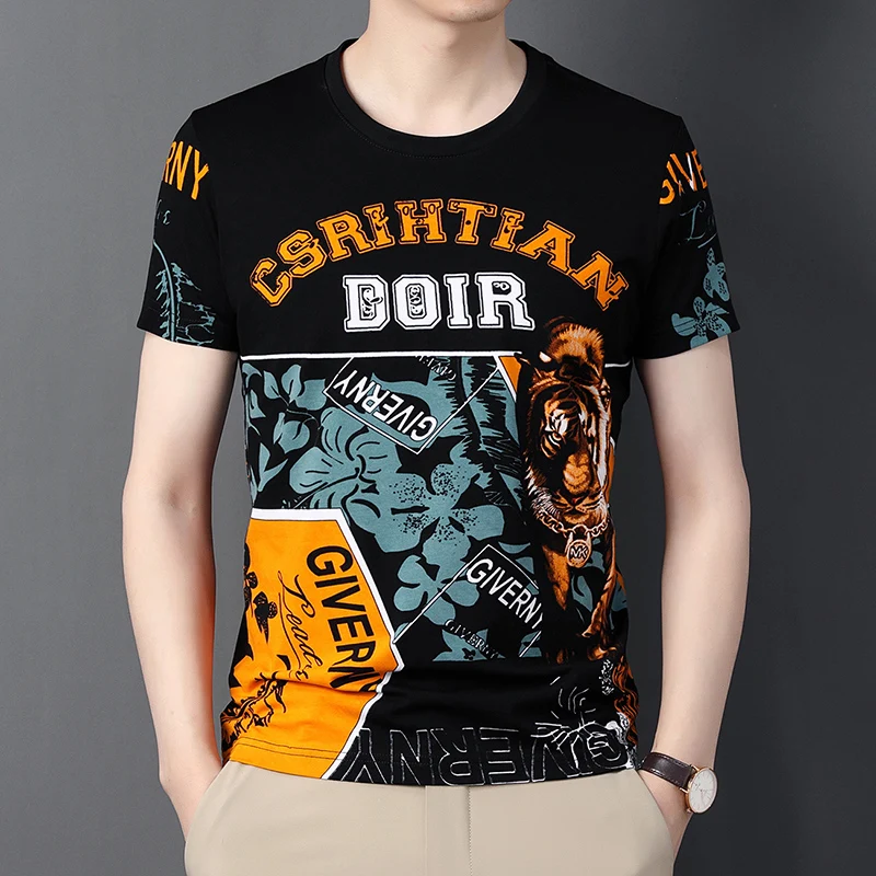 Chinese Style 3D Printing Tiger Pattern Short Sleeve T-shirt Summer Casual European Fashion Men's Wear Size 4XL Drop Shipping