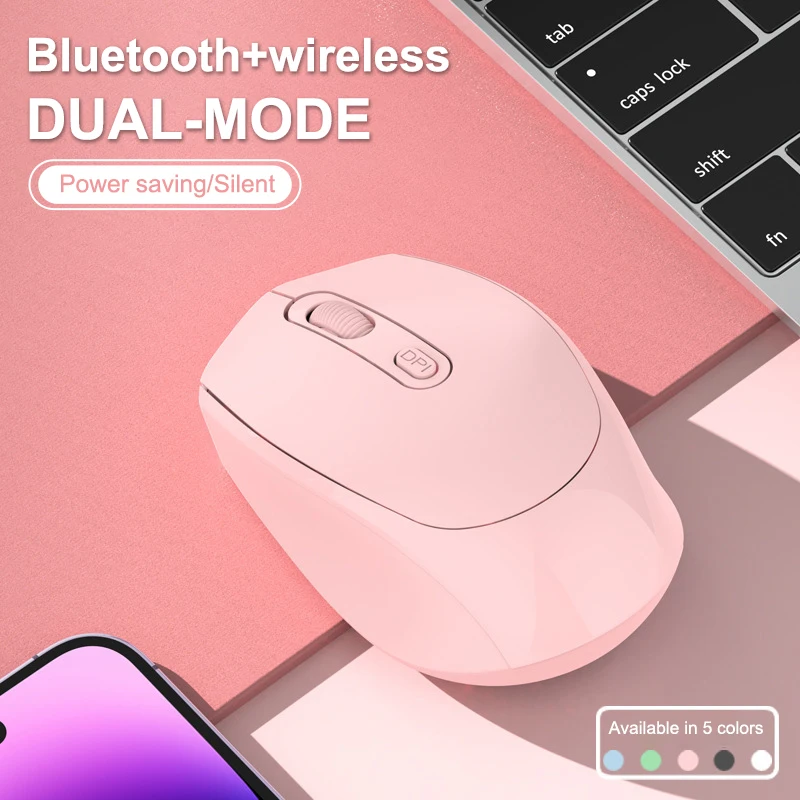 Laptop Mouse Universal Wireless Bluetooth Mouse Rechargeable Dual Mode Silent Male，Female Office Mouse Mini,Computer Accessories