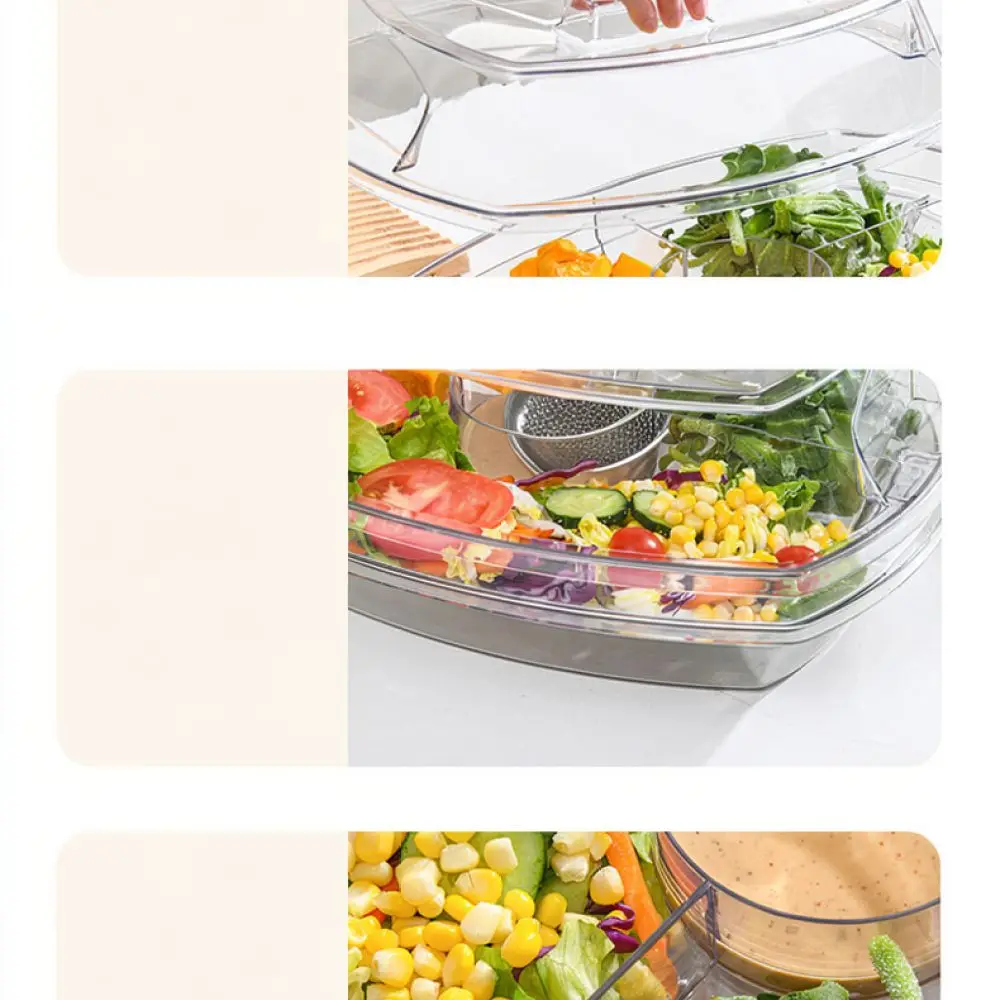 Large Capacity Transparent Organizer Bin Refrigerator Storage Box Fresh Food Keeper Kitchen Vegetable Fruit Salad Plate