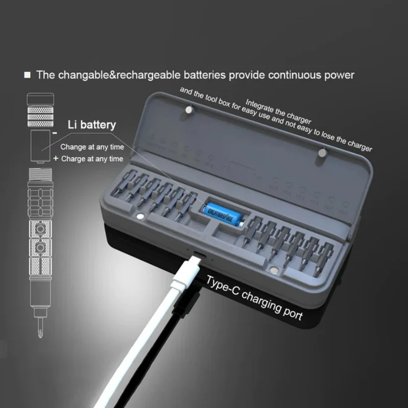 Imagem -04 - Creationspace-conjunto de Chave de Fenda Elétrica Recarregável Chave de Fenda de Precisão com Led Telefone Móvel Óculos Reparação do Relógio Edc