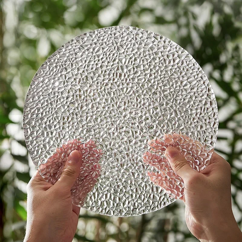 Ivylinna Lee Glass Plate Dessert Plate Upscale Restaurant Fruit Sushi Plate Living Room Family Kitchen Snack Tableware.
