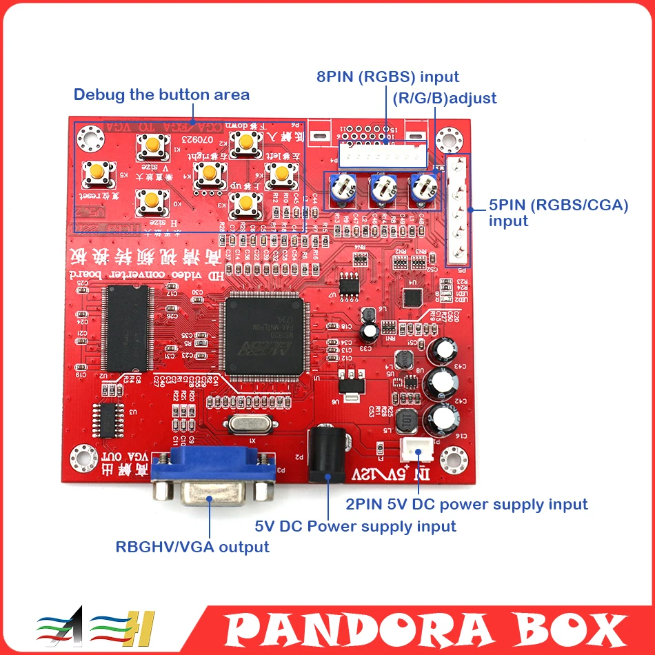 

Преобразователь RGBS CGA/CVBS/S-VIDEO в VGA Pandora Box Ретро аркадная Семейная Игра видеопреобразователь для CRT LCD PDP монитор HD