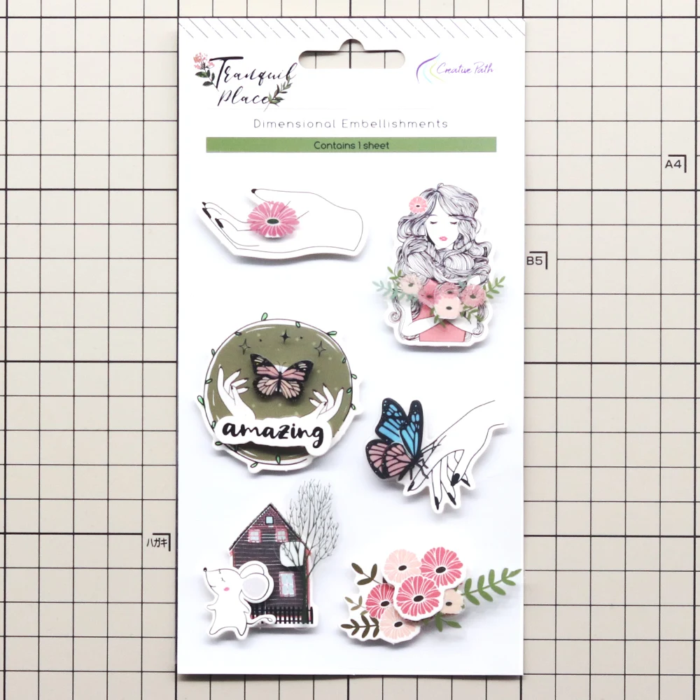 Creative Path Tranquil Place Scrapbooking Journaling Komplettsets 15 Stück Dekorative Papier-Ausschnitte Rahmen Aufkleber DIY Bastelsets – Detail 37
