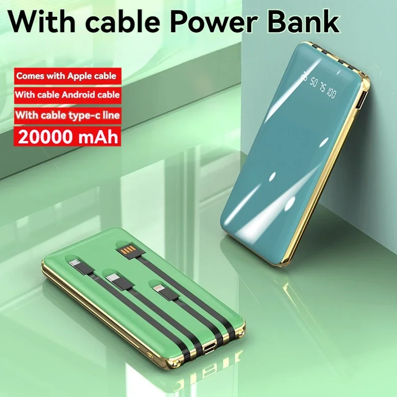 

Comes with a 4-wire 20000mAh power bank, large capacity fast charging, Android,iPhone, Huawei universal mobile power bank