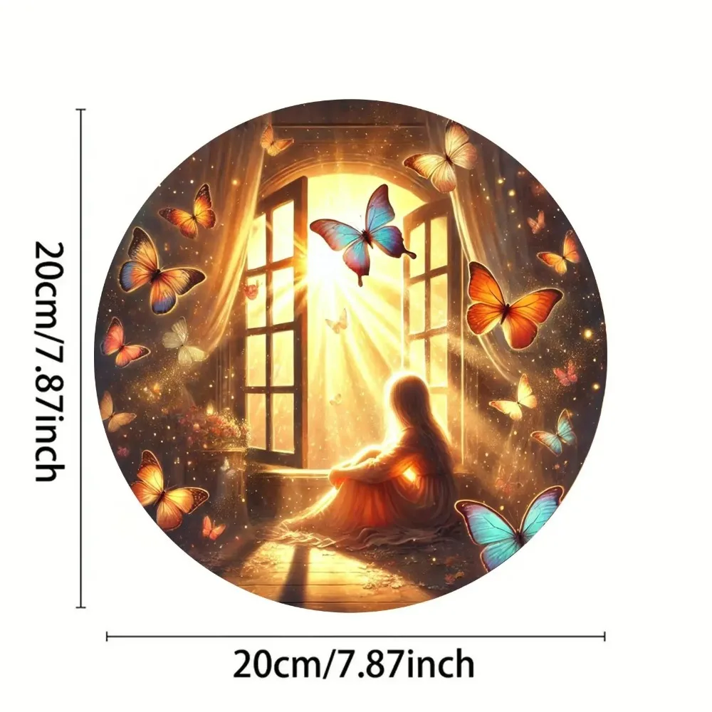 ภาพวาดบนแผ่นดีบุกวินเทจทรงกลม งานศิลปะอะลูมิเนียมสำหรับตกแต่งบ้าน สำนักงาน ห้องครัว ห้องนอน บาร์