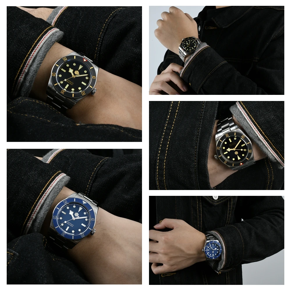 San Martin jam tangan BB54 pria, arloji menyelam 37mm NH35 mekanik Stainless Steel tahan air 20Bar SN0138 kaca safir