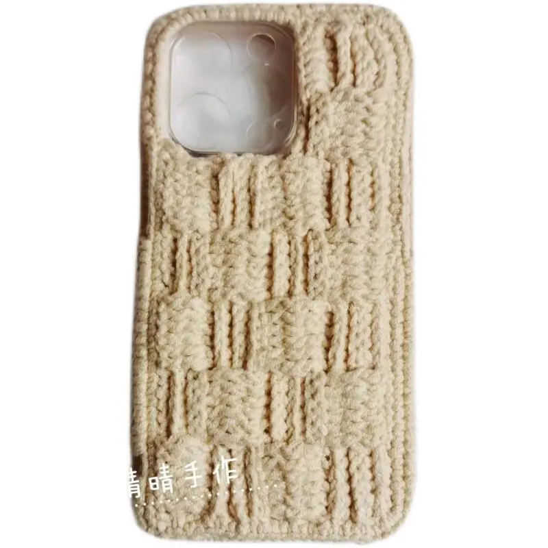 4020 Handmade Crochet Full Wrap Phone Case Yarn Knitted Protective Shell Custom Personalized Shockproof Soft Mobile Cover