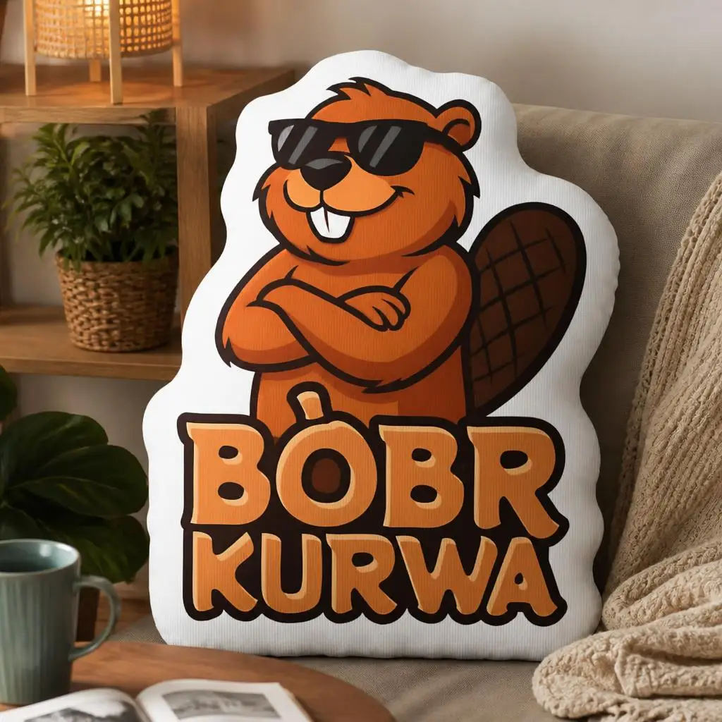 Bobr Kurwa Beaver Plush Pillow Polish Meme Shaped Stuffed Cushion Cartoon Throw Pillow Sofa Home Decor Internet Humor