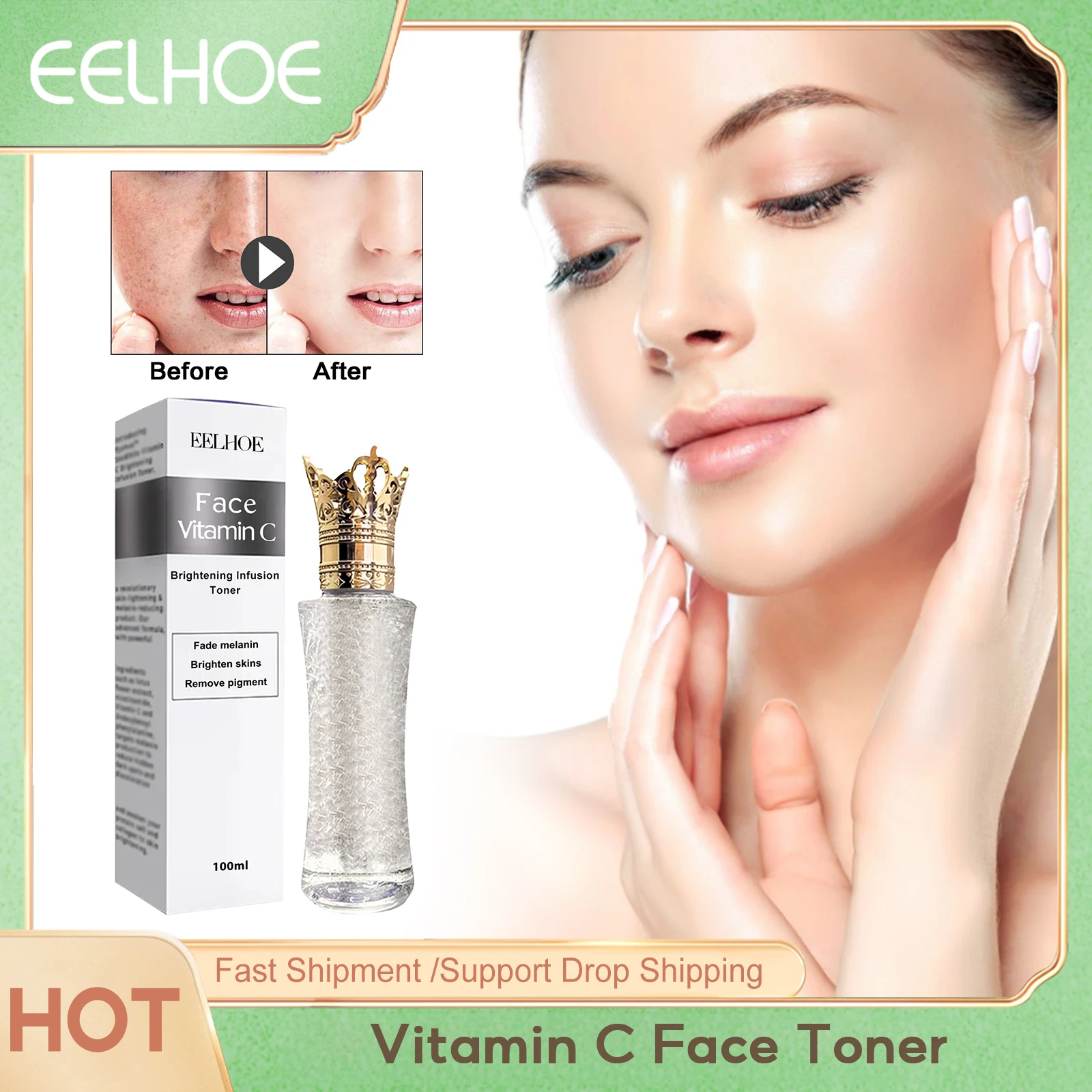 

Vitamin C Face Toner Brightening Moisturizing Lighten Spots Shrink Pores Oil Control Rejuvenating Firming Toner Skin Care 100ml