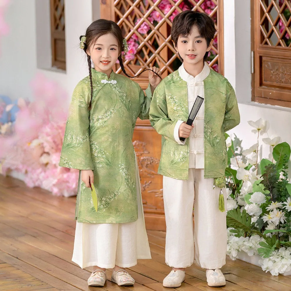 

Детский костюм Ханьфу для косплея и выступлений, этнический стиль, комплект из двух предметов для девочек и мальчиков
