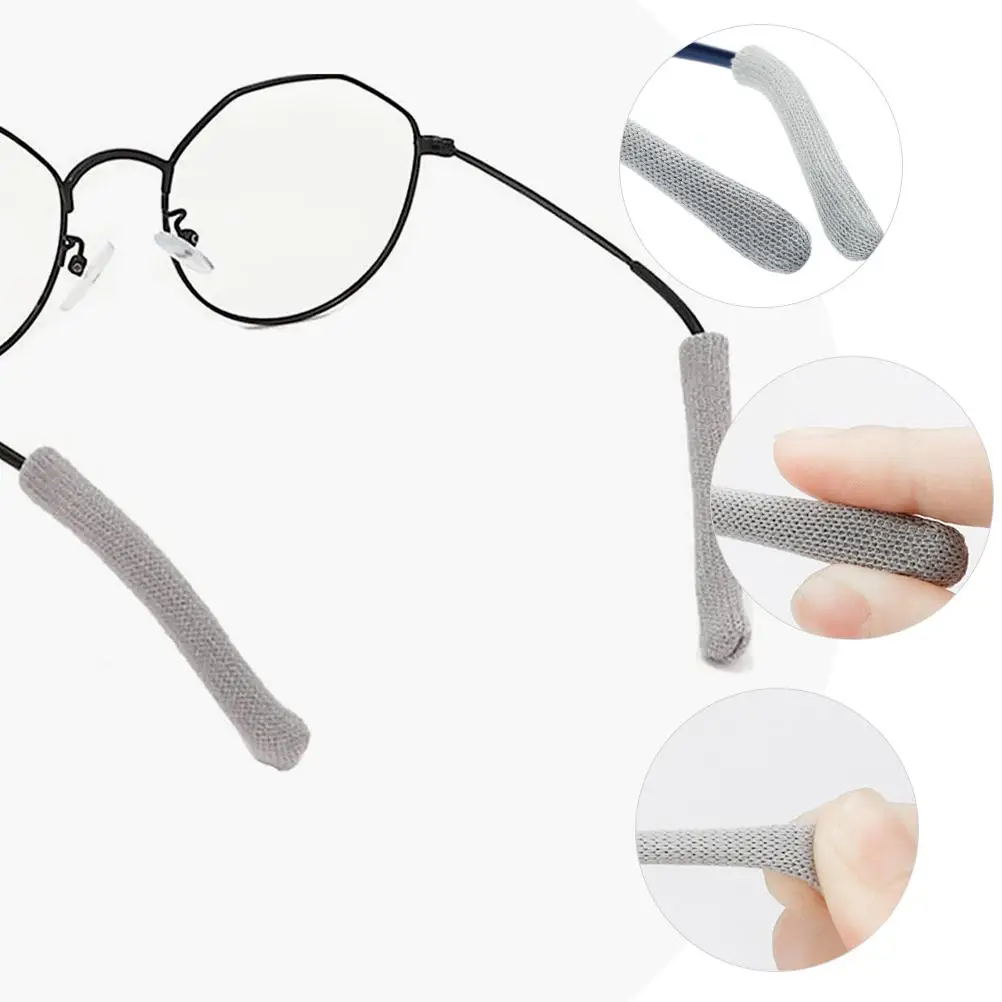 2pcs Glasses Temple Covers Non-Slip Adjustable Grips behind Ear Black Sleeve Holder Eyewear Accessories Fits Most Glasses