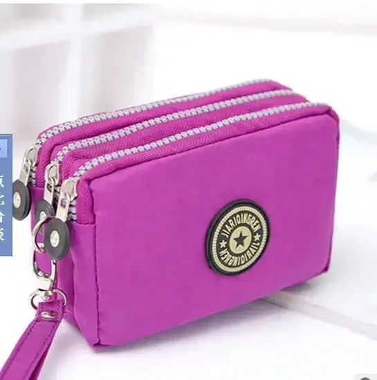 New Fashion Portable Women Wallet Make-up Bag Coin Purse Mini Bag with Three Zipped Women Wallets Big Capacity Phone Pouch