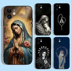 Virgen Mary Virgin De Guadalupe Phone Case For Apple iPhone 15,14,13,12,11,XS,XR,X,8,7,Pro,Max,Plus,mini Silicone Black Cover