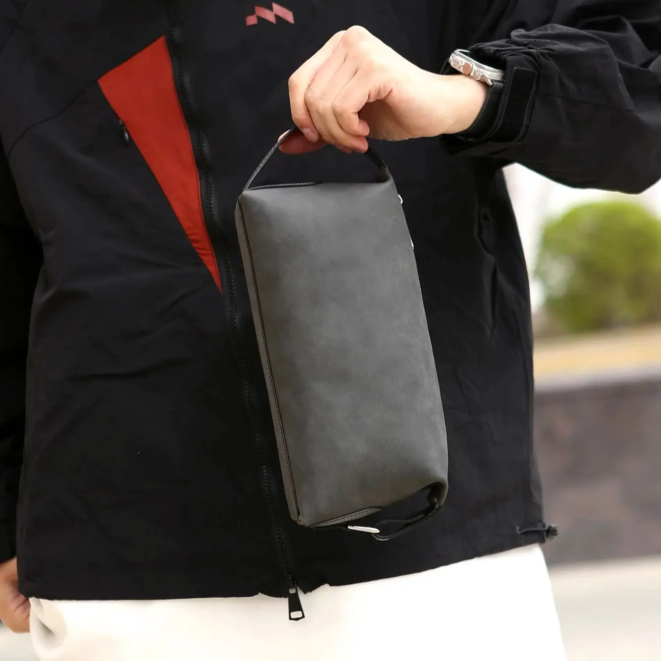 Men's Pu Leather Toiletry Bag, Large Capacity Travel Dopp Kit with Double Zipper, Portable Shaving Pouch for Daily Use - view 4