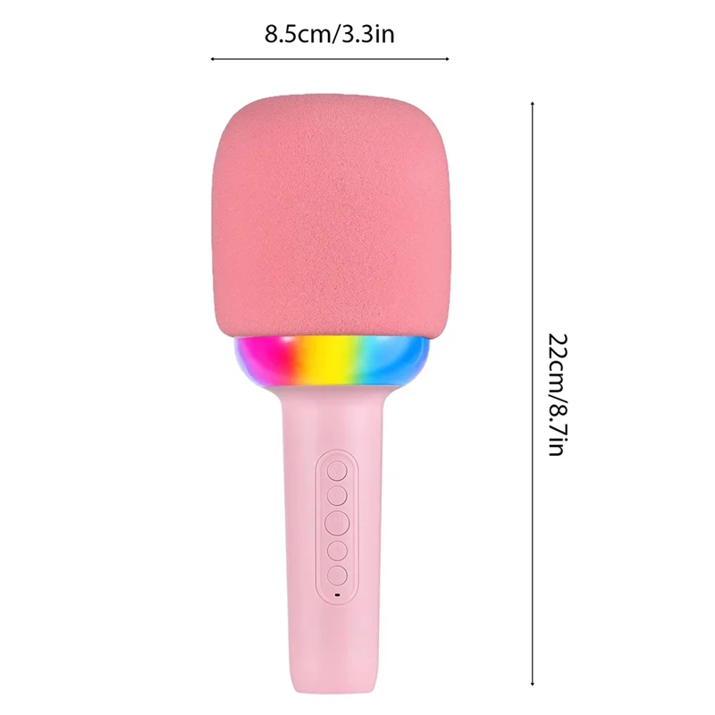 B92B-Karaoke Microphone Speaker Portable Handheld Karaoke Microphone Noise Reduction LED Lights Wireless BT Microphone For Home