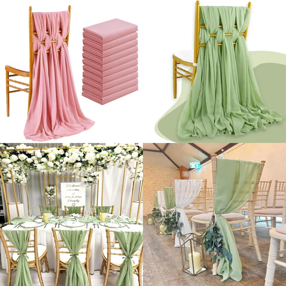 

Decorate your wedding chairs with these elegant Chiffon Chair Sashes! Perfect for adding a touch of romance and sophistication t