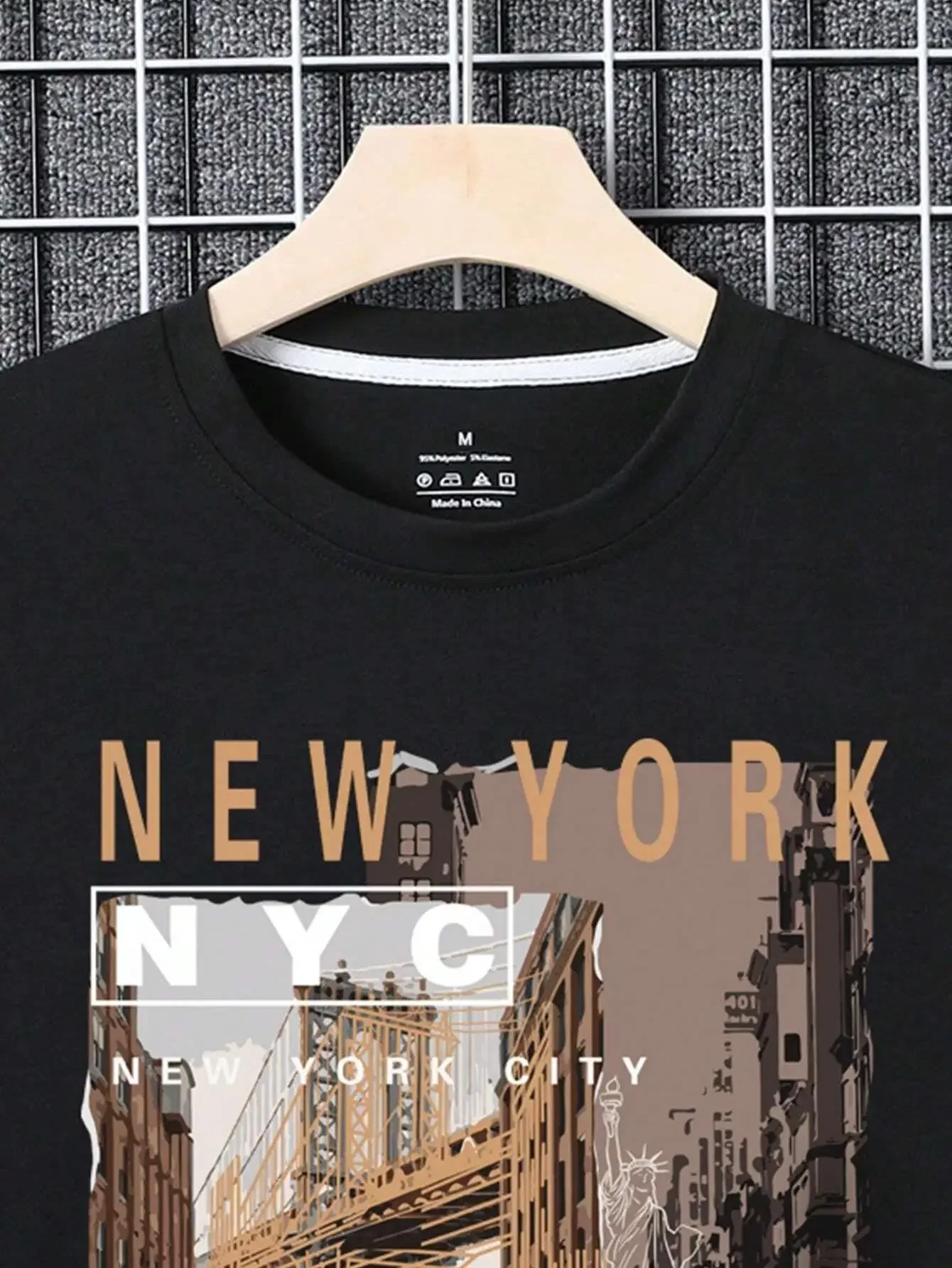 Street View Of Brooklyn, New York Men Clothing Oversized High Quality Streetwear Fashion Cotton Tops Casual Loose T-Shirt