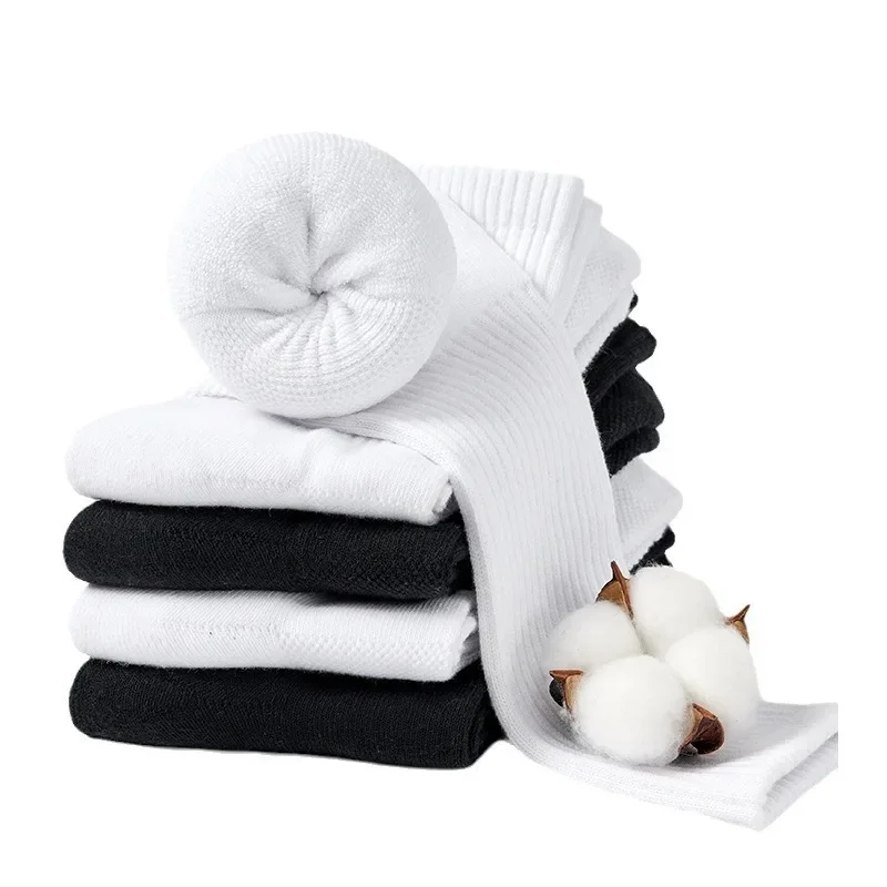 Yoha الرجال منتصف العجل الجوارب القطن الخالص سميكة منشفة قاعدة الأبيض الرياضة أنبوب طويل جوارب كرة السلة UN/Q-018