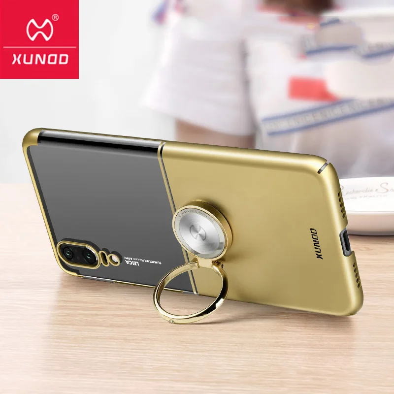 For Huawei P20 Pro Case Luxury Mirror Clear PC Back Cover With Magnetic Car Phone Ring Holder for Huawei P20 P10 Plus Funda