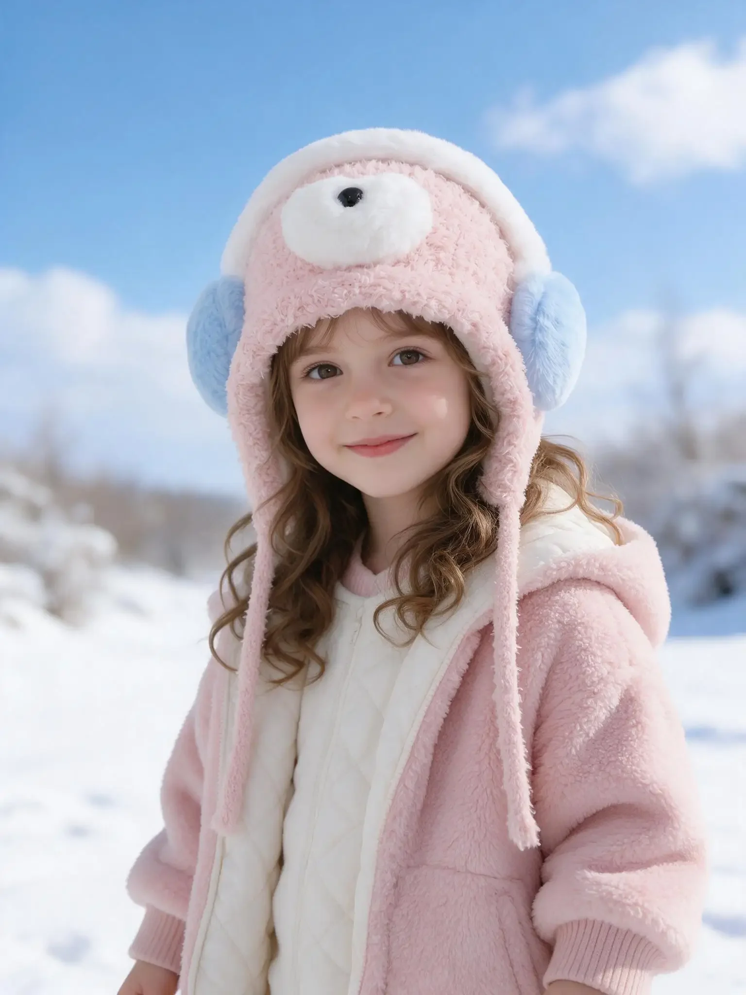 1PCS 2-6Y Boys Girls Cute Earphone Shape Kids Beanie, Plush Earflap Hat, Kids Balaclava Hat, Autumn Winter Soft Children