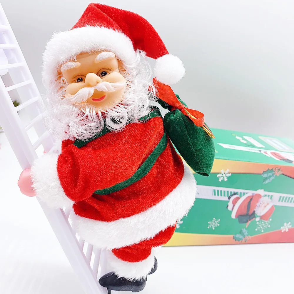 Children's Electric Toys Novelty Funny Red Climbing Ladder Santa Claus Toys Christmas Desktop Decorations Best Christmas Gifts