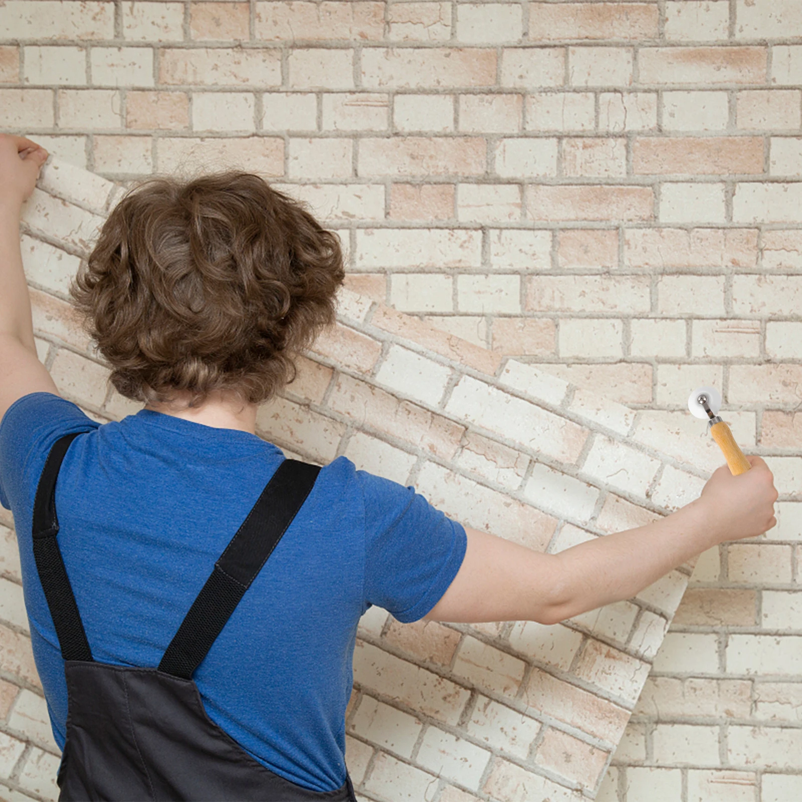 Seam Roller Wooden Handle Pressure Wheel Roller for Wallpaper Quilting Film Fabric Adhesion Home DIY Construction Tool Kit