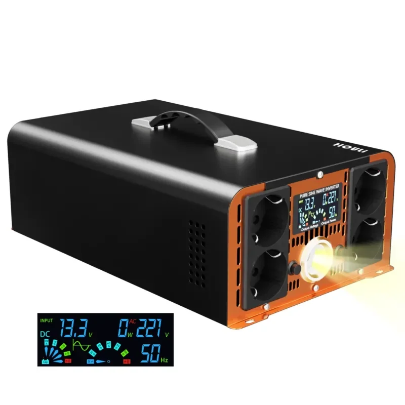 Inversor de Corriente HOULI de Onda Sinusoidal Pura de 12 V CC a 110 V CA, 12 V, 220 V, 10000 W, 6000 W, 5000 W, 3000 W, 24 V, Solar