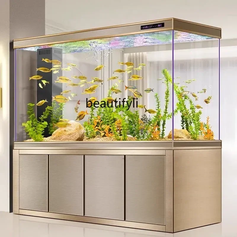 E153 New medium and large living room home office ecological fish tank aquarium bottom filter ultra-white glass