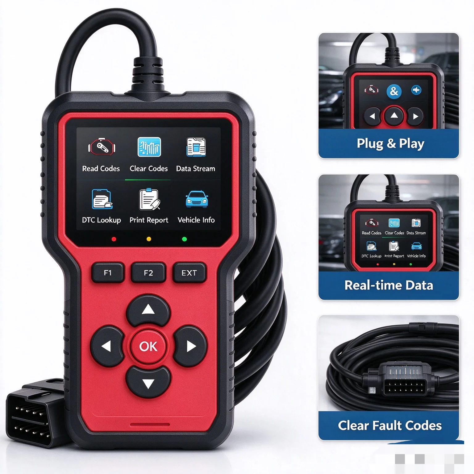 V519 OBD2 Diagnostic Scanner Real-Time Engine Code Reader for All Post-2003 OBD2 Cars