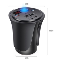 #233H Car Inverter DC12V to AC220V Quick Charge QC3.0 20W PD Car Charger Power Adapter Converter Inversor EU Plug (Black)