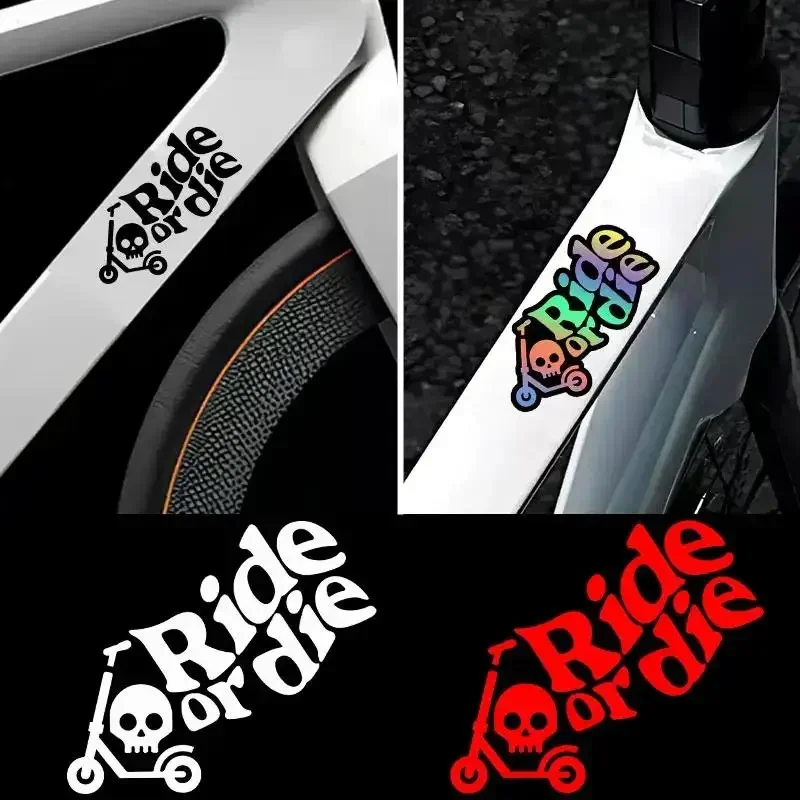 1PC Skull Ride Vinyl Decal Sticker, Waterproof Biker Stickers for Motorcycle Helmet MTB Bike Frame Custom Styling Decor