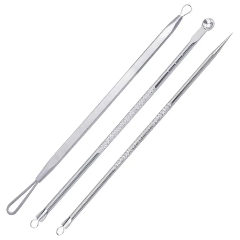 3pcs 1 Set Silver Blackhead Comedone Remover Needles For Squeezing Acne Pimple Blemish Extractor Face Skin Care Beauty Tools