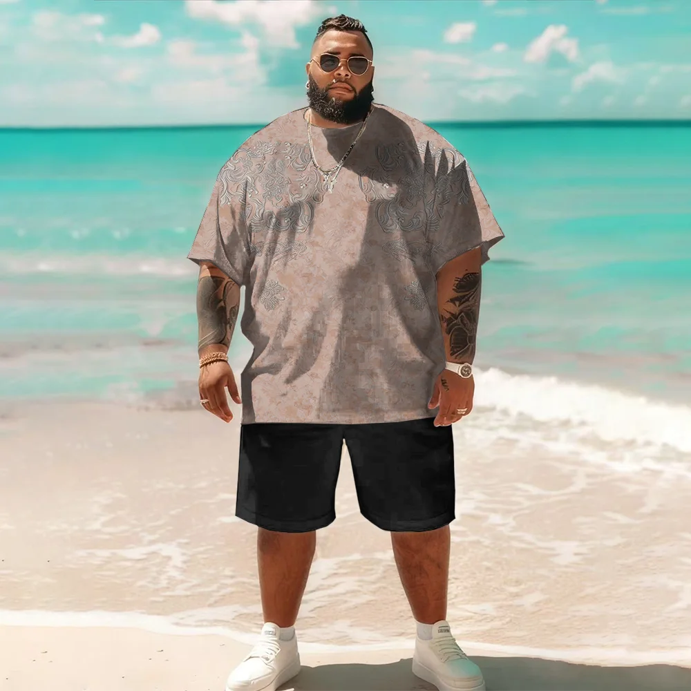 

S-9xl plus size Men's Short Sleeve Set: Textured Chic - 2-Piece Big & Tall Fit, Soft Breathable Fabric, Sleek Waffle Weave,