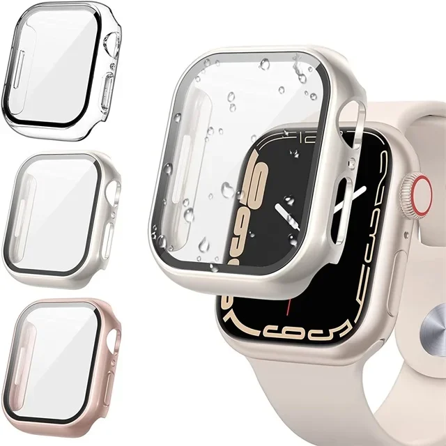 3-pack gehard glas cover voor Apple Watch screenprotector case 9 8 7 6 5 4 3 SE 40MM 41mm 46mm 45mm 10 42mm 38mm accessoires