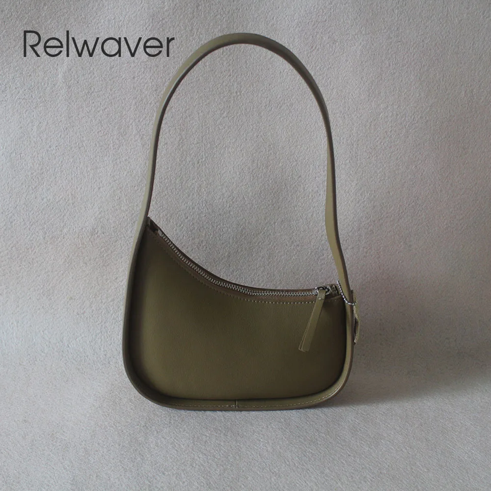 Relwaver half moon underarm bag genuine leather shoulder bag 2023 autumn winter women hand bag fashion small chic women bag