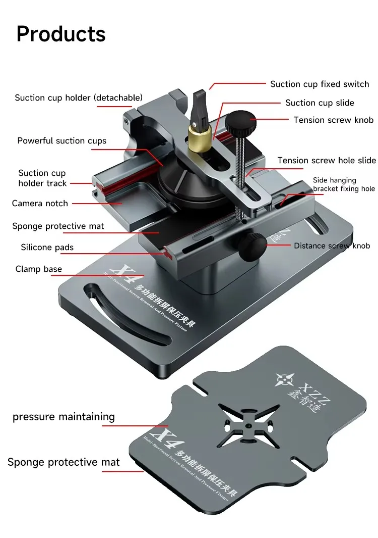 XZZ X4 4in1 Multifunctional Pressure Holding Fixture Screen Removal Side Hanging Pressure Maintaining Glass Back Cover Removal