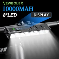 Luces de Bicicleta 4/8 LED, Luz Delantera de Alto Lumen, Banco de Energía de 10000 mAh, Linterna con Carga USB, Lámpara de Ciclismo de Carretera y Montaña, Accesorios