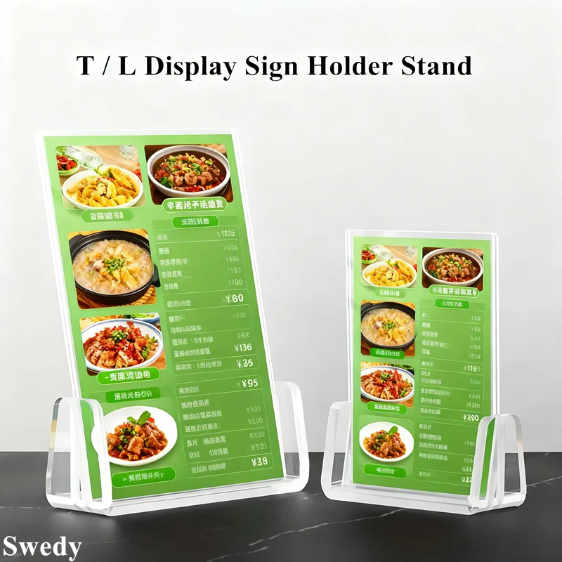 A5 148x210mm T / L Display Table Top Acrylic Sign Holder Display Stand Price Label Card Restaurant Menu Paper Poster Frame