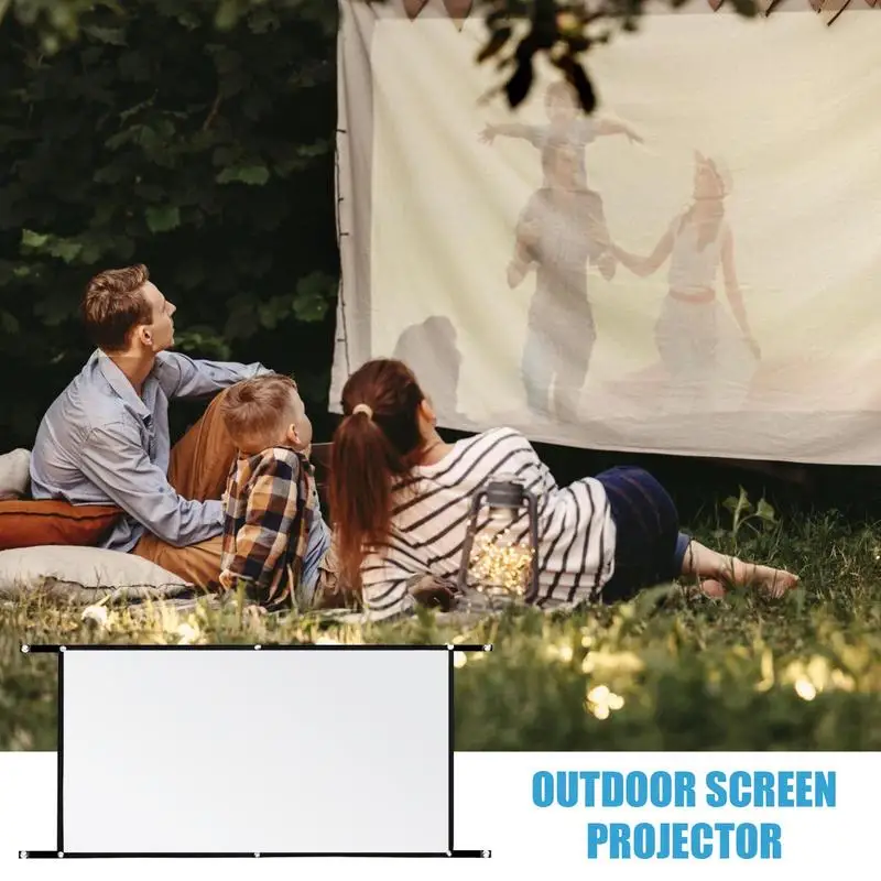 Foldable Movie Screen Washable Projector Screen 16:9 Foldable Anti-Crease Home Theater Cinema Office Video Game Indoor And