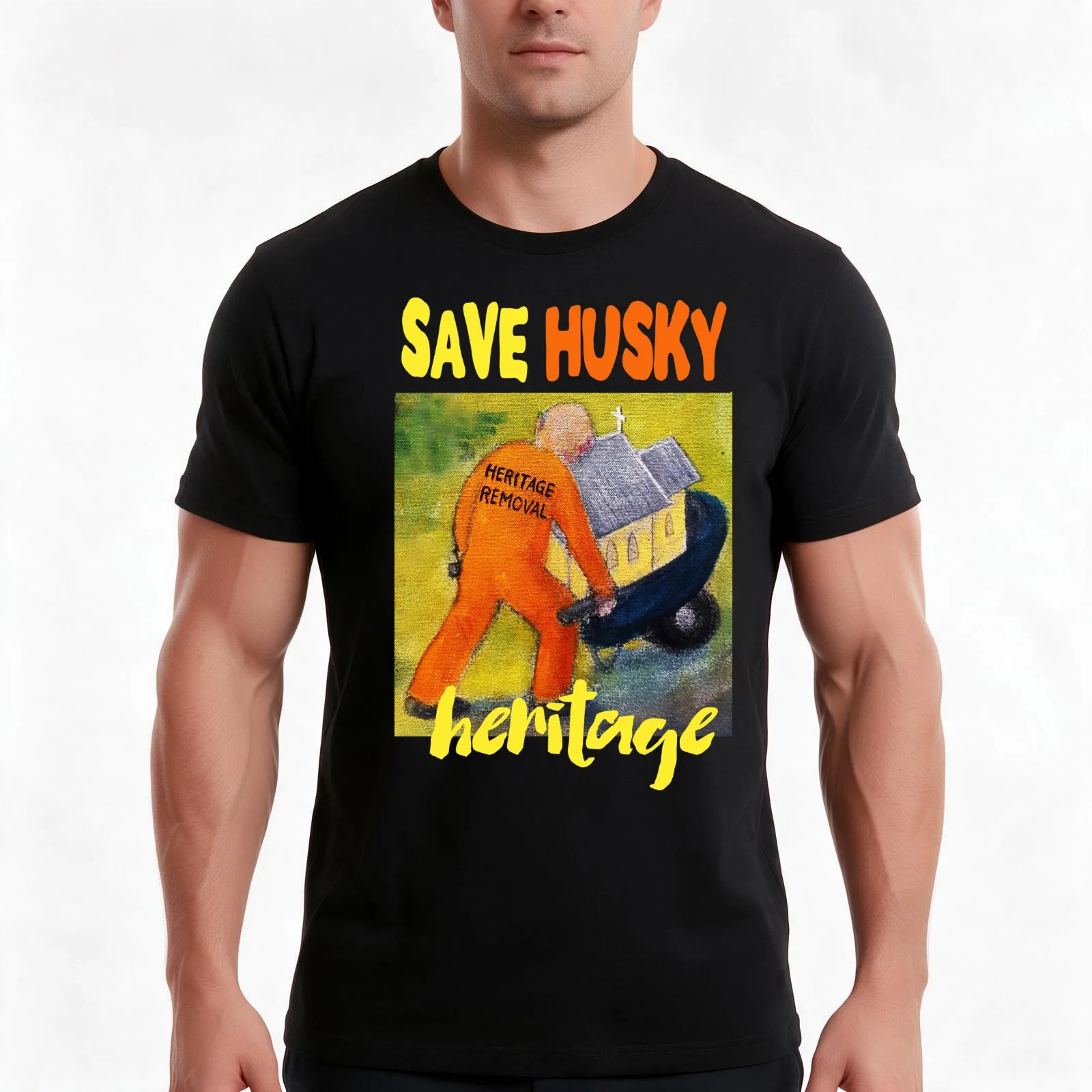 Save Husky Heritage is a community campaign against a greedy developer T-Shirt, Summer Casual Cotton Tee, Vintage Graphic Print