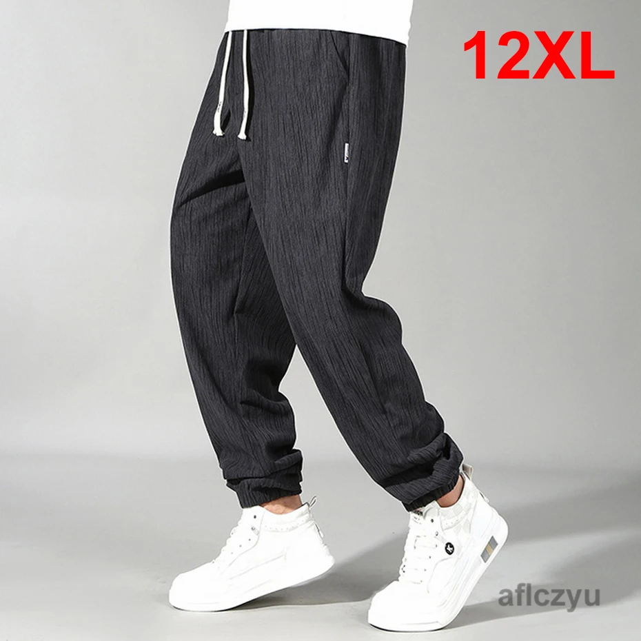 

Jogger Pants Plus Size 12XL Fashion Casual Stripe Design Pants Male Big Size Joggers Elastic Waist Trousers