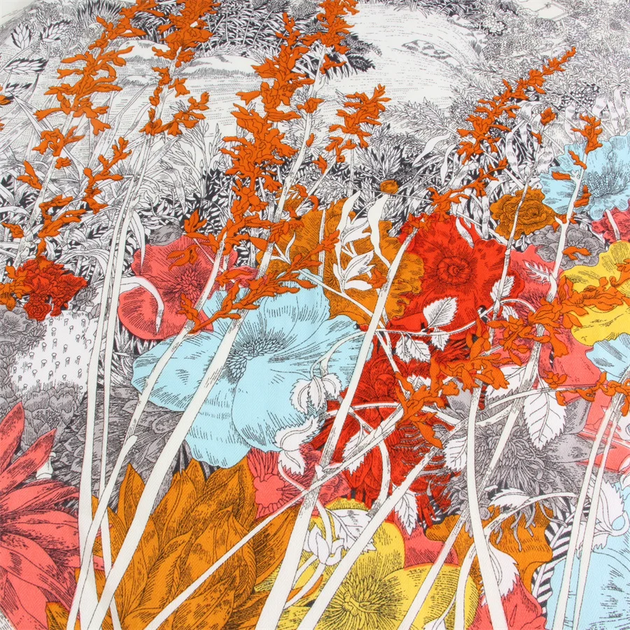 Pobing Seide Kaschmir Schal Frauen Hand gerollt Foraast City Print quadratische Schals Wraps Bandana große Hijabs weibliche Foulard 135cm – Detail 11