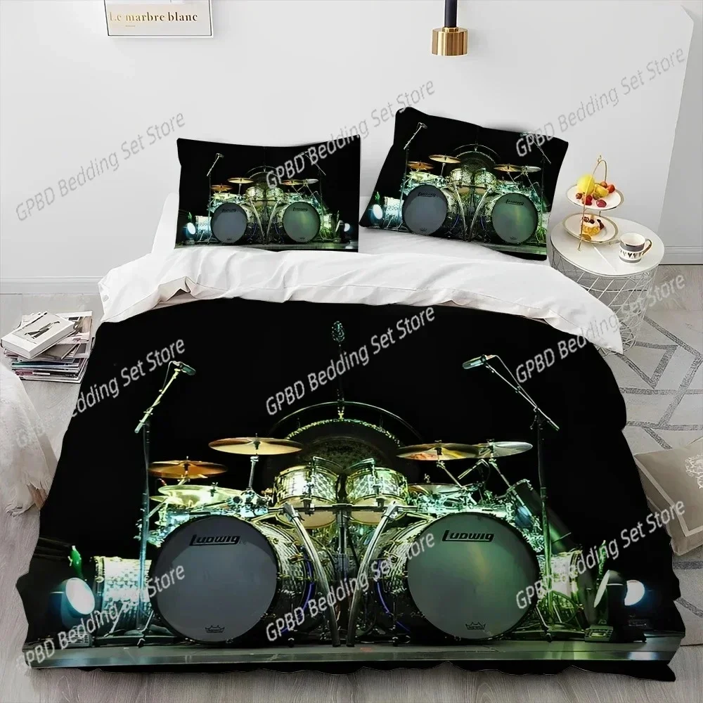 

Drum Kit Music Instruments Guitar Bedding Set Duvet Cover Bed Set Quilt Cover Pillowcase Comforter king Queen Size Boys Adult
