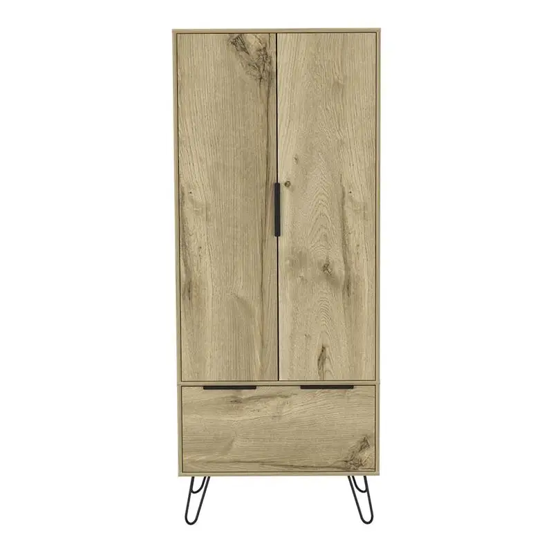 Light Oak Armoire Cabinet with One Drawer and Double Doors, Perfect for Storage and Organization